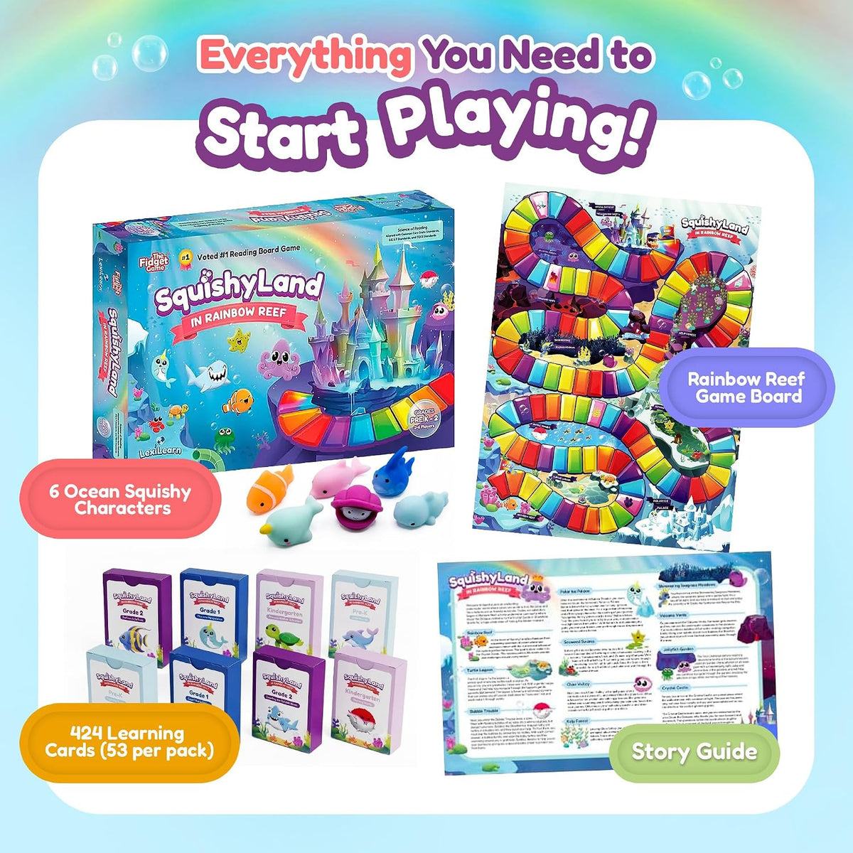 Squishyland in Rainbow Reef Board Game, Pre-K to 2Nd Grade