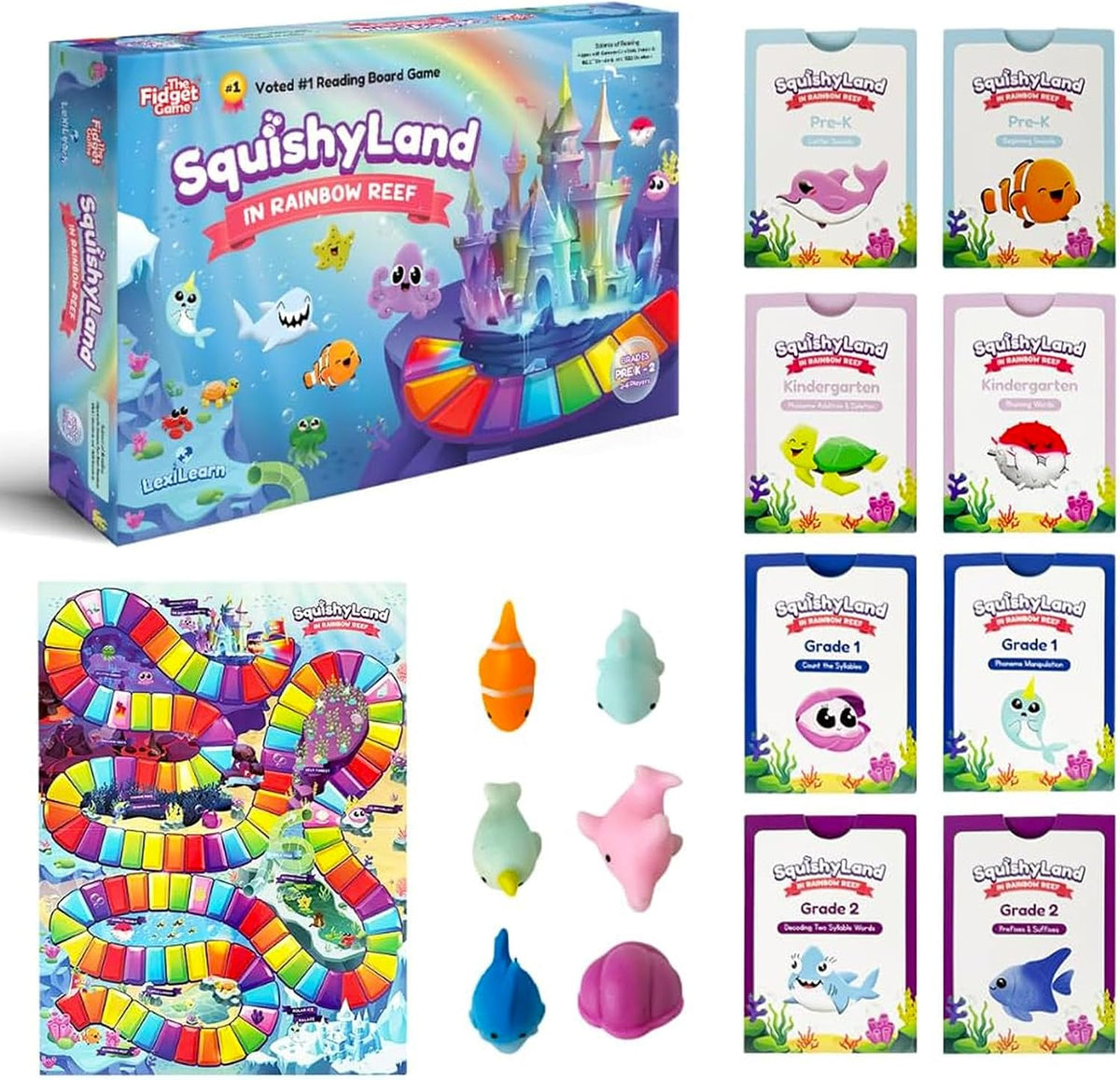 Squishyland in Rainbow Reef Board Game, Pre-K to 2Nd Grade