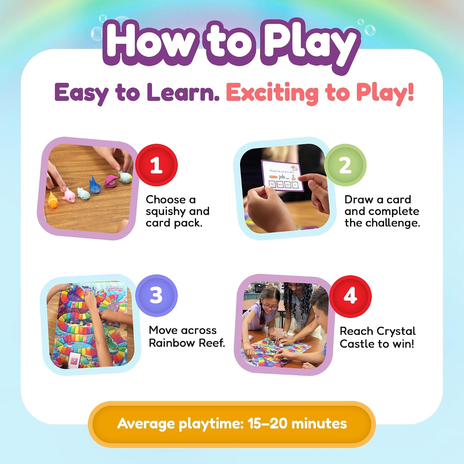 Squishyland in Rainbow Reef Board Game, Pre-K to 2Nd Grade