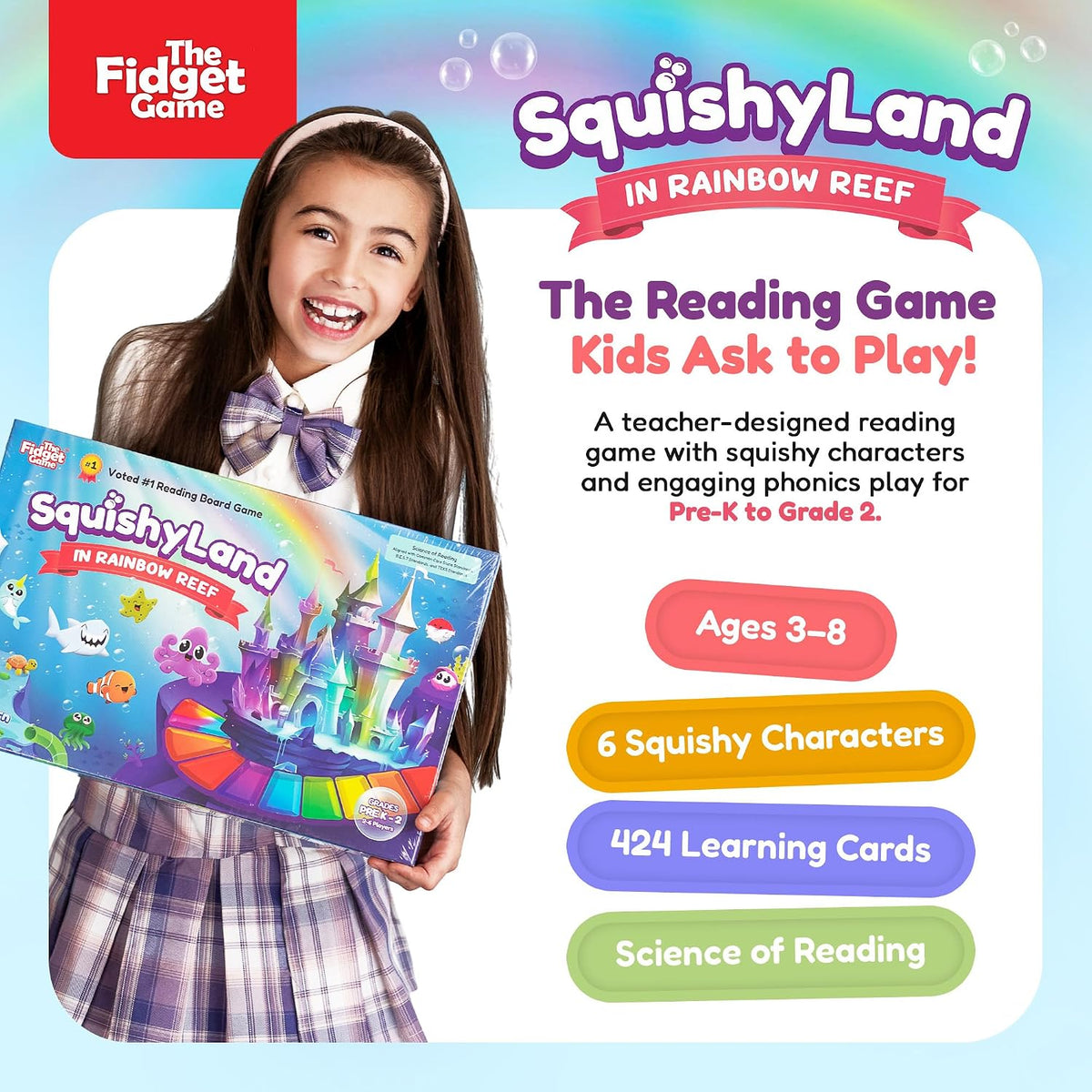 Squishyland in Rainbow Reef Board Game, Pre-K to 2Nd Grade