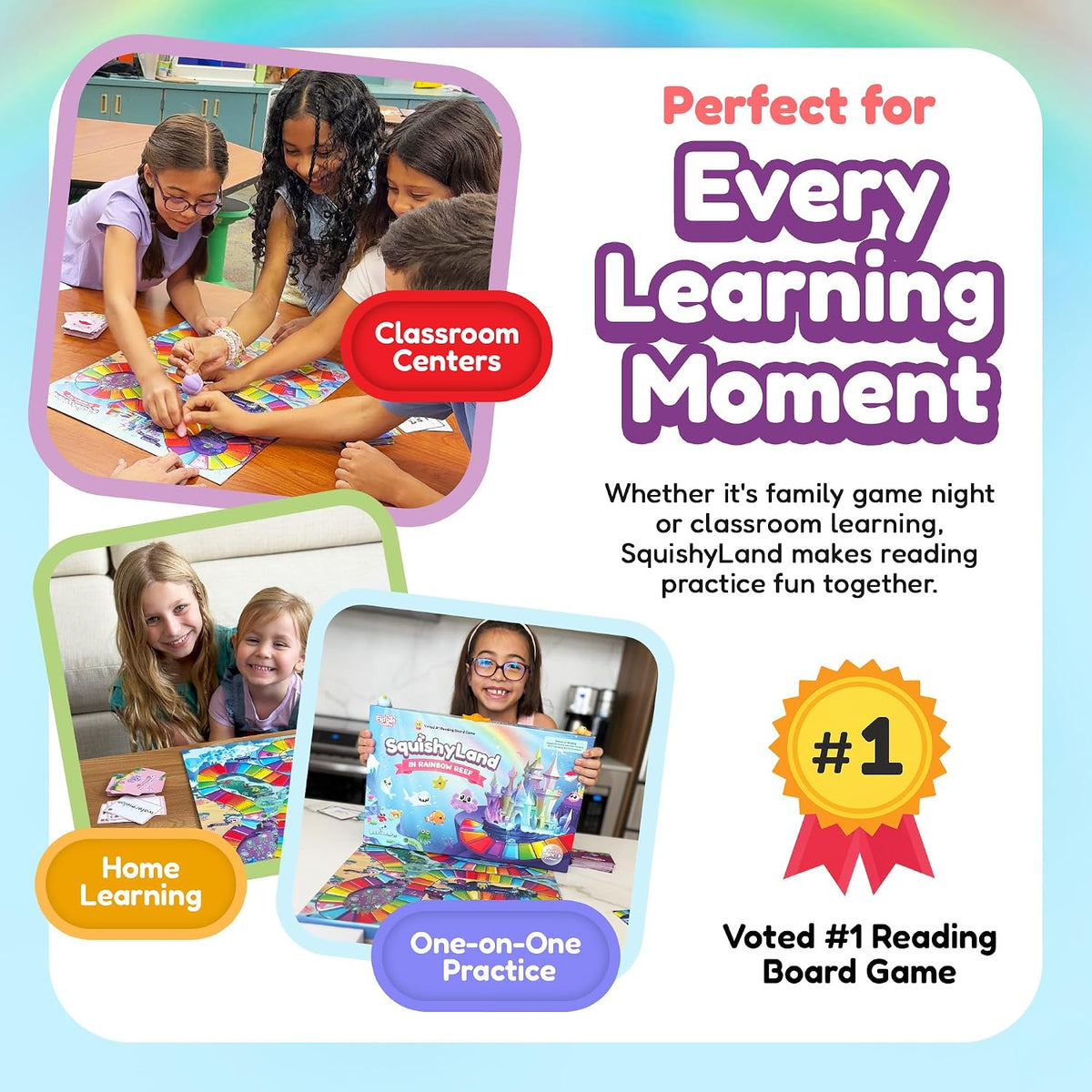 Squishyland in Rainbow Reef Board Game, Pre-K to 2Nd Grade